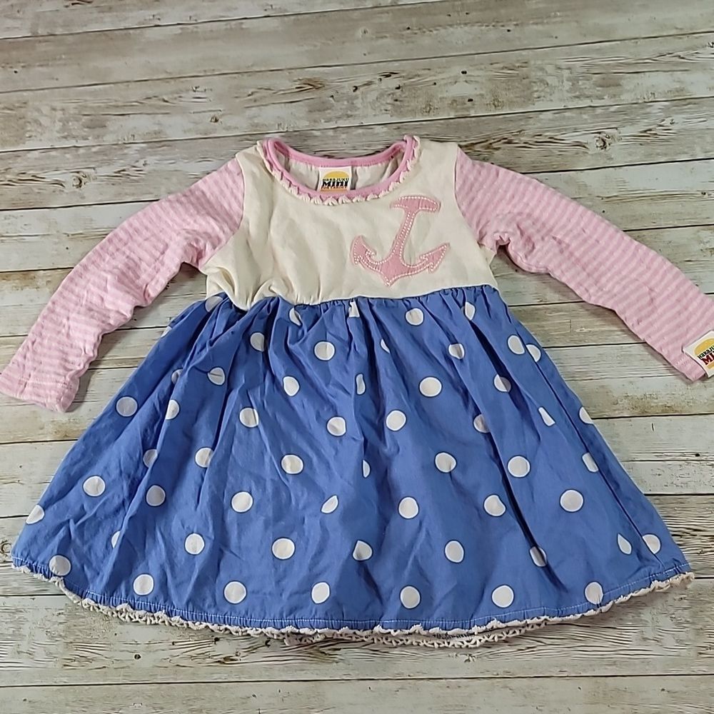 Harajuku Mini Sailor Dress Polka Dot Blue Pink Nautical Onesie‎ Lace 18m Anchor